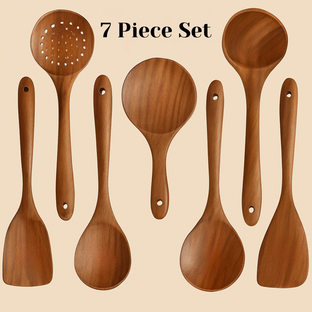 Premium Natural Teak Wood Kitchen Utensil Set