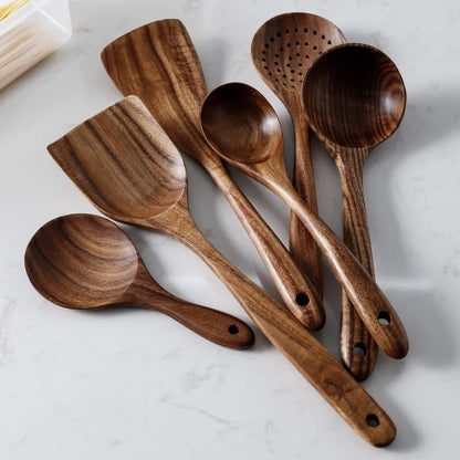 Premium Natural Teak Wood Kitchen Utensil Set