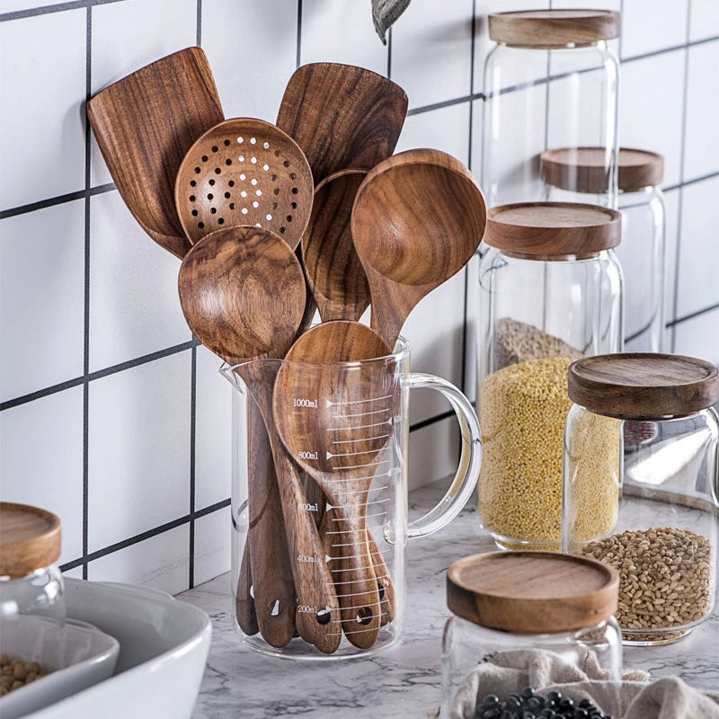Premium Natural Teak Wood Kitchen Utensil Set