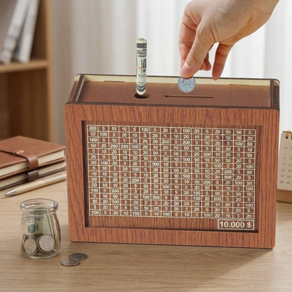 Fun Wooden Savings Box with Savings Counter