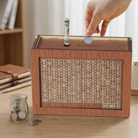 Fun Wooden Savings Box with Savings Counter